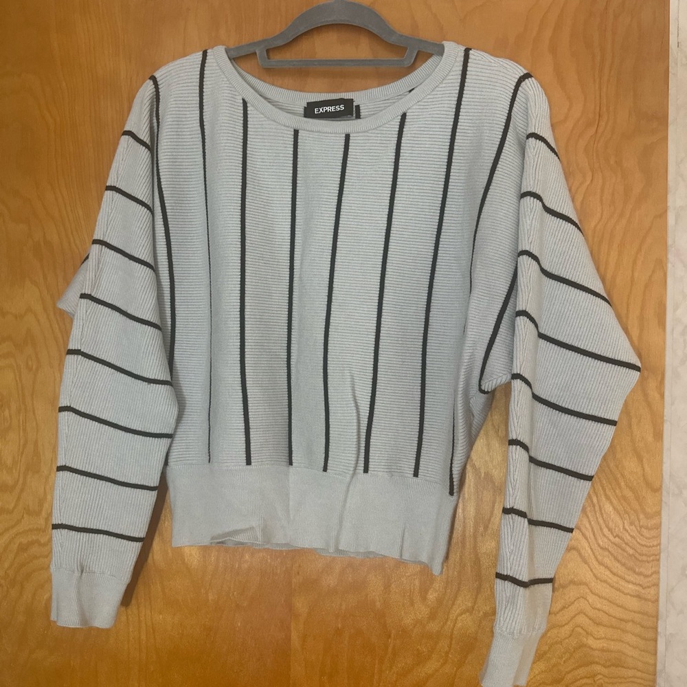 Express Gray and Black Crew Neck Sweater
